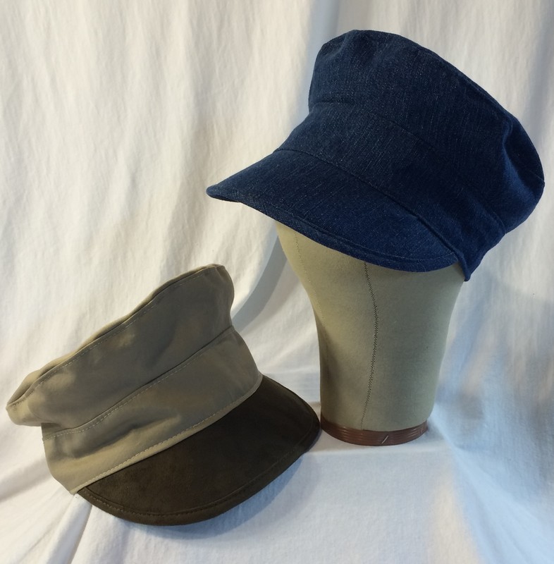 PictureThese working men’s hats were made from sturdy materials such as denim and twill.  The bill is reinforced but can be rolled to fit in a back pocket.